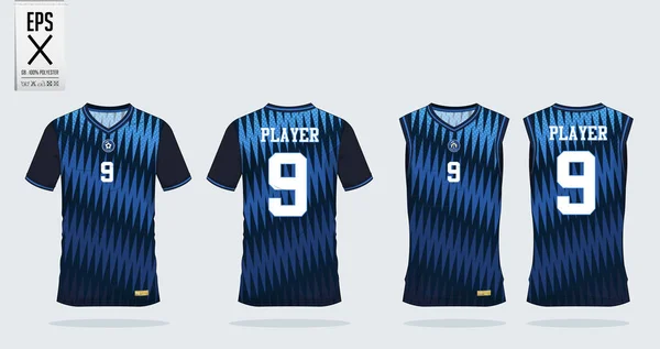 Listra Azul Padrão Shirt Modelo Design Esporte Para Camisola Futebol —  Vetores de Stock