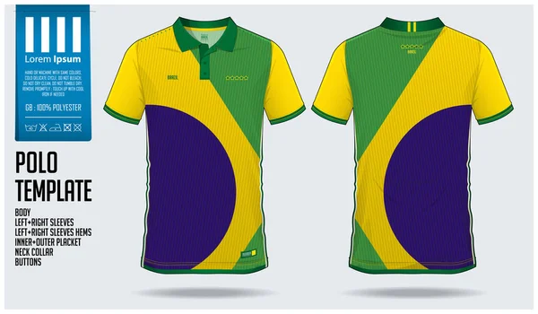 Brasil Team Polo Shirt Desain Templat Untuk Sepak Bola Jersey - Stok Vektor