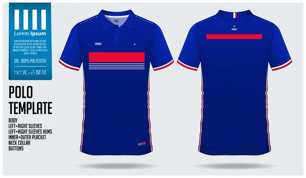 Francia Team Polo Camiseta Diseño Plantilla Deportiva Para Camiseta Fútbol — Vector de stock