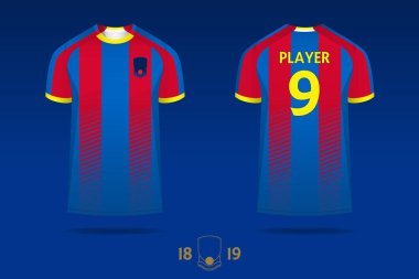 Futbol forma, futbol takımı, t-shirt spor şablon tasarım İngiliz futbol kulübü için. Futbol t-shirt alay et. Ön ve arka futbol Tekdüzen görüntüleyin. En az logo tasarımı. Vektör çizim.