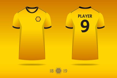 Futbol forma, futbol takımı, t-shirt spor şablon tasarım İngiliz futbol kulübü için. Futbol t-shirt alay et. Ön ve arka futbol Tekdüzen görüntüleyin. En az logo tasarımı. Vektör 