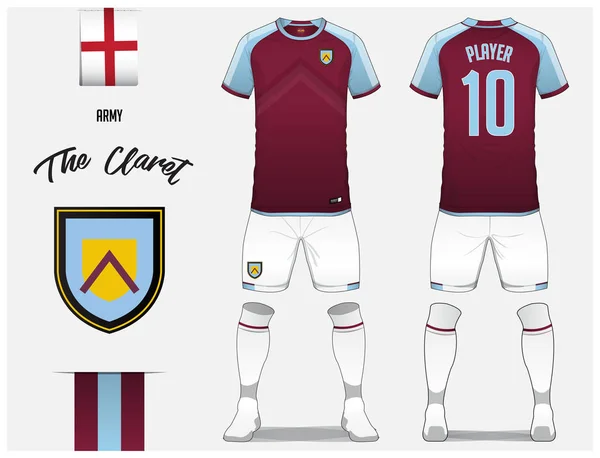 Soccer Jersey Football Kit Template Football Club Claret Football Shirt — Stock Vector