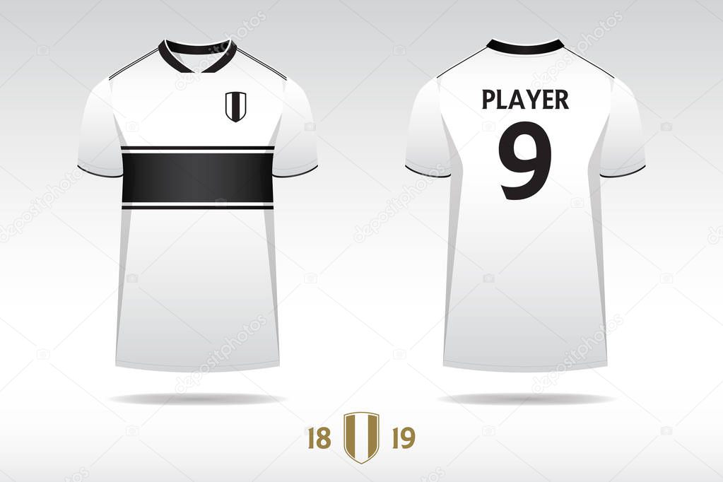 Soccer jersey, football kit, t-shirt sport  template design for English football club. Football t-shirt mock up. Front and back view soccer uniform. Vector Illustration.
