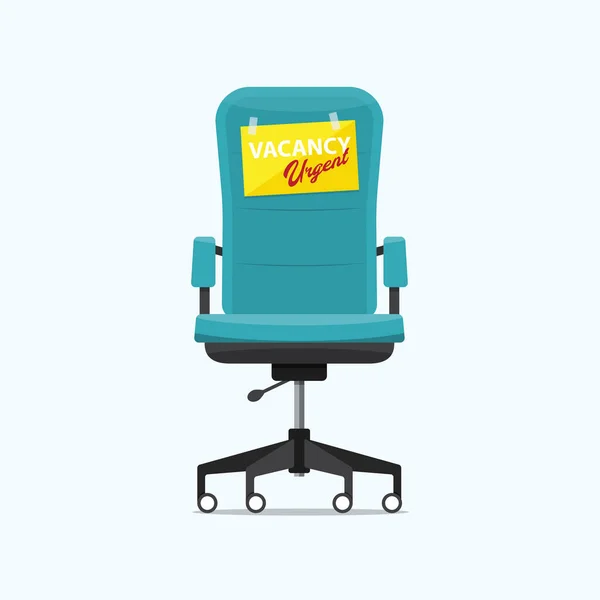Office Chair Sign Vacant Vacancy Urgent Message Front View Business — Stock Vector