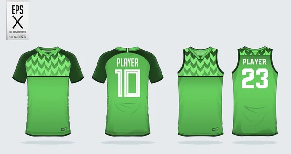 Grüne Shirt Design Vorlage Für Fußballtrikot Fußballset Und Tank Top — Stockvektor