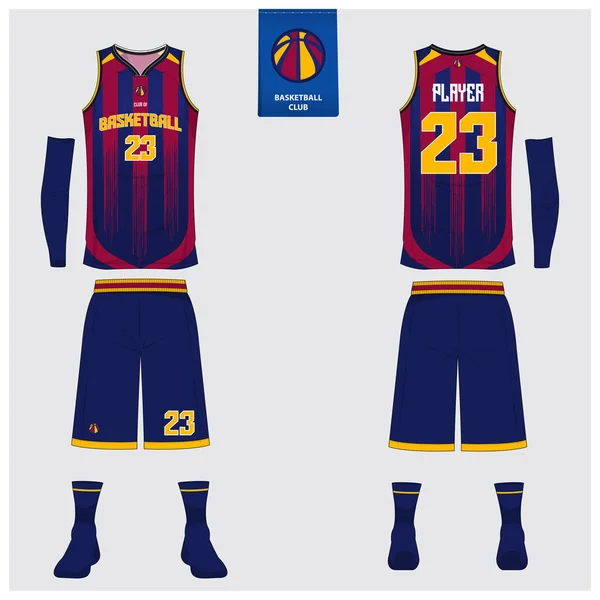 Basketball Uniform Sport Jersey Shorts Socks Template Basketball Club Front — Stock Vector