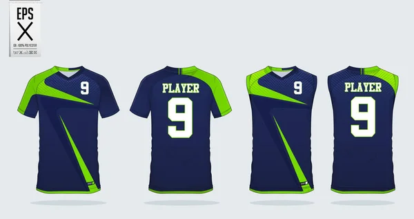 Mavi Yeşil Shirt Spor Tasarım Şablonu Futbol Forma Futbol Takımı — Stok Vektör