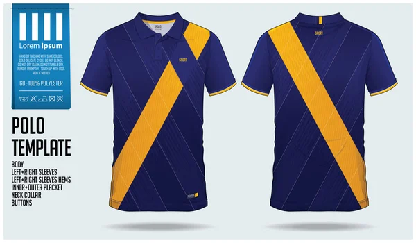 Polo Azul Amarillo Diseño Plantilla Deportiva Para Camiseta Fútbol Kit — Vector de stock