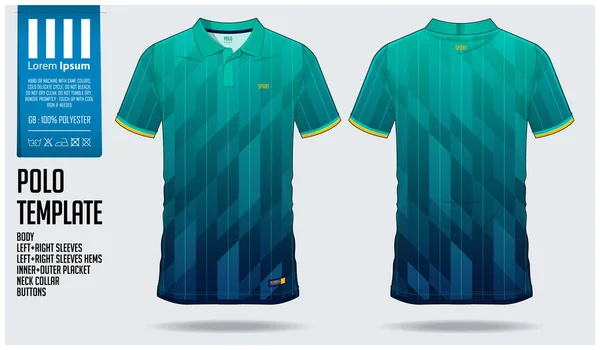 Shirt Polo Blu Verde Modello Sportivo Jersey Calcio Kit Calcio — Vettoriale Stock