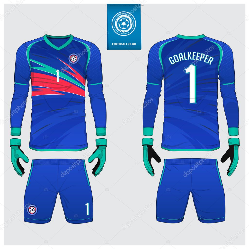 Portero Jersey Kit Futbol Manga Larga Jersey Portero Guante Plantilla Vector de stock por tond.ruangwit gmail 214761122