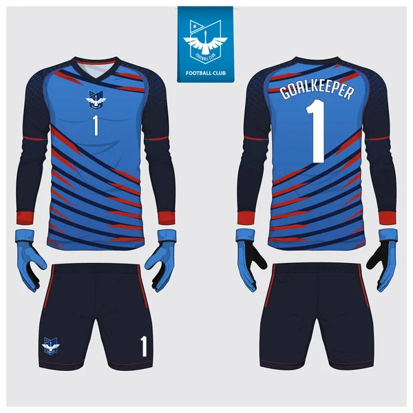 Doelman Trui Voetbal Kit Lang Shirt Met Mouwen Keeper Handschoen — Stockvector