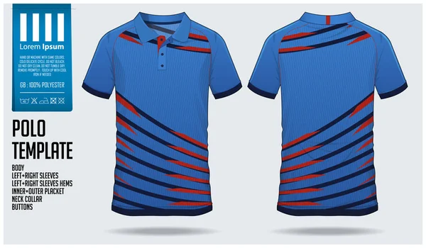 Biru Polo Shirt Desain Template Olahraga Untuk Jersey Sepak Bola - Stok Vektor