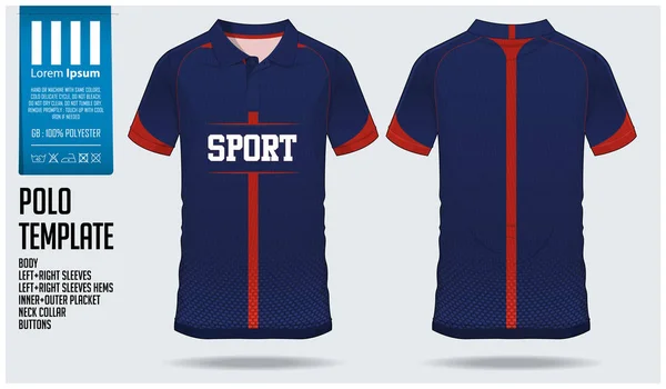 Camiseta Polo Azul Diseño Plantilla Deportiva Para Camiseta Fútbol Kit — Vector de stock