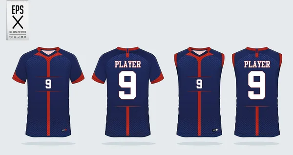 Μπλε Shirt Πρότυπο Σχεδίασης Αθλητισμού Για Ποδόσφαιρο Φανέλα Σετ Ποδοσφαίρου — Διανυσματικό Αρχείο