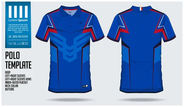 Blaues Polo Shirt Sport Template Design Für Fußballtrikots Fußballtrikots Oder — Stockvektor