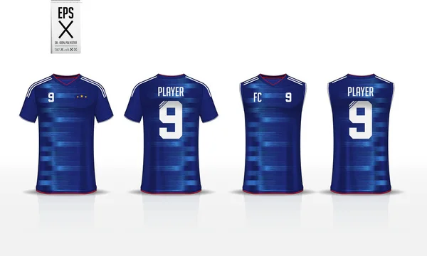 Blauwe Streep Patroon Shirt Sport Sjabloonontwerp Voor Voetbaltrui Voetbal Kit — Stockvector