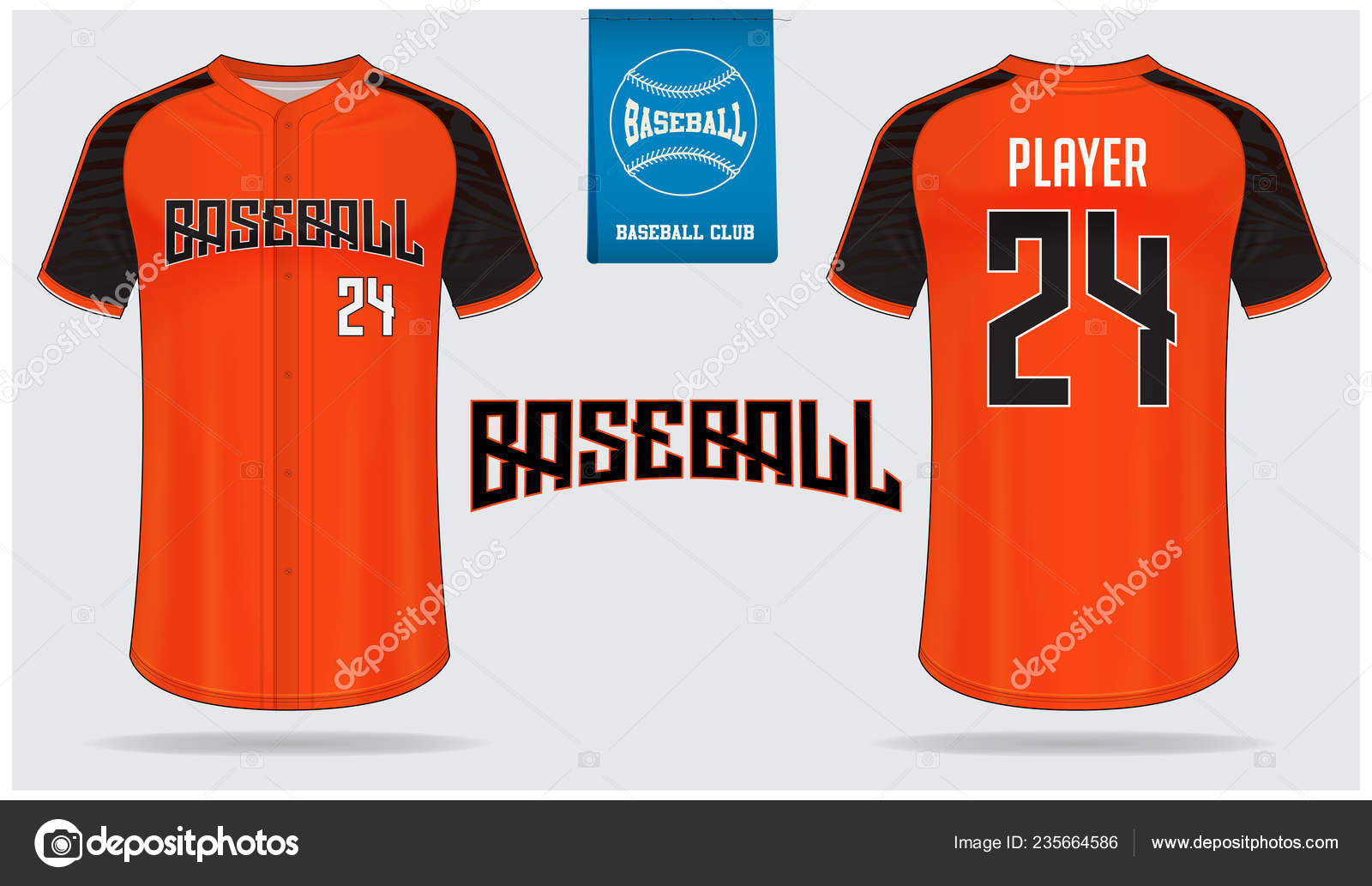 blue and orange baseball jersey