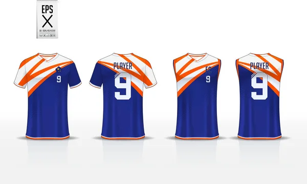 Mavi Shirt Spor Şablon Tasarım Futbol Forma Futbol Takımı Tank — Stok Vektör