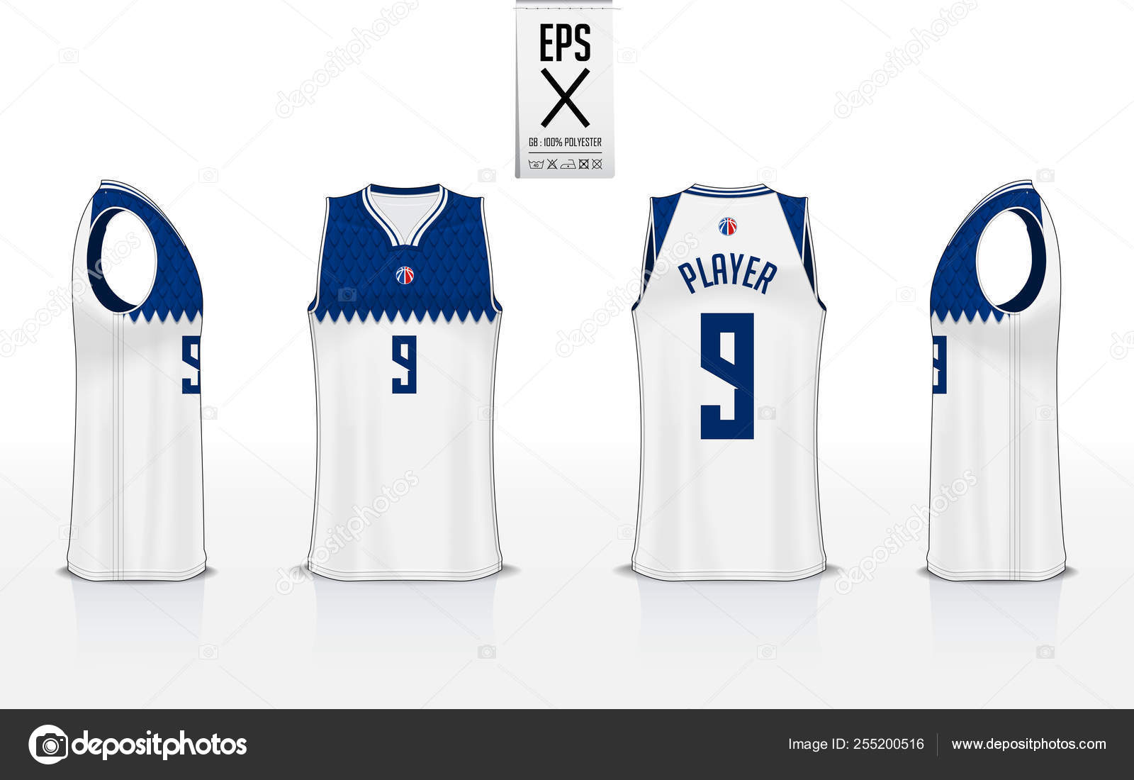 Basketball uniform mockup template design for basketball club. Basketball  jersey, basketball shorts in front and back view. Basketball logo design.  Stock Vector