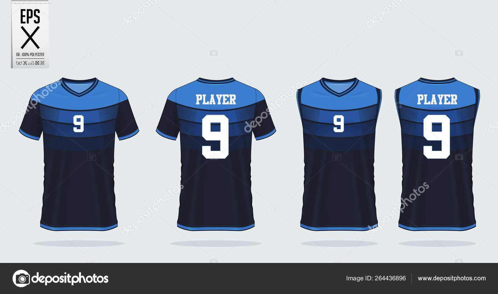 Download Blue T Shirt Sport Mockup Template Design For Soccer Jersey Football Kit And Tank Top For Basketball Jersey Sport Uniform In Front And Back View Sport Shirt Template For Sport Club Vector Illustration