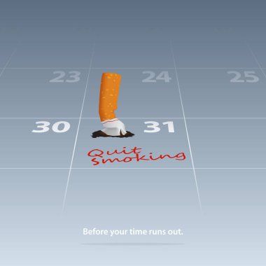 Sigarayı bırak. 31 Mayıs Dünya Tütüne Hayır Günü. Kırık sigara işaretli tarih Takvim 31 Mayıs'ta Sigarayı Bırakın. Sigara, sigara karşıtı kavramlar sigara içmek için durdurun. Vektör İllüstrasyonu.
