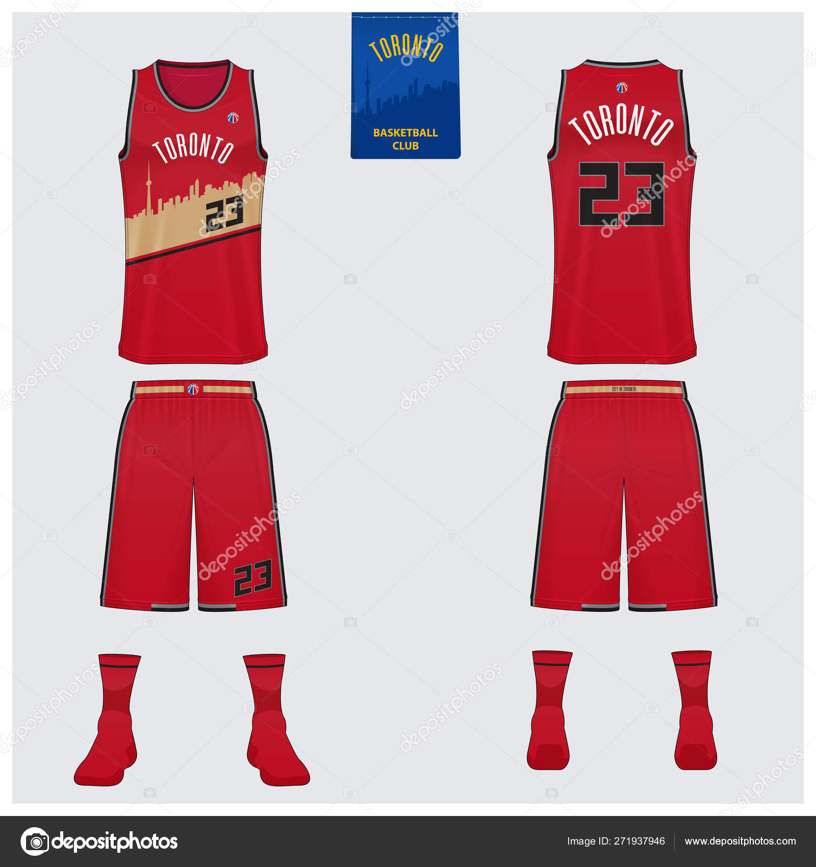 Jersey mockup for basketball club front and back view