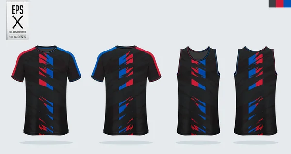 T-shirt sport mockup sjabloonontwerp voor voetbal Jersey, Voetbal Kit, tank top voor basketbal Jersey en Running singlet. Sport uniform in voor-en achteraanzicht. Vector. — Stockvector