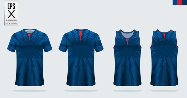 T-Shirt Sport-Attrappe Design für Fußballtrikot, Fußball-Kit, Tank Top für Basketballtrikot und Running Singlet. Sportuniform in Vorder- und Rückansicht. Vektor. — Stockvektor