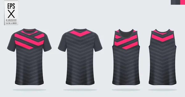 T-shirt sport mockup sjabloonontwerp voor voetbal Jersey, Voetbal Kit, tank top voor basketbal Jersey en Running singlet. Sport uniform in vooraanzicht en achteraanzicht. Vector illustratie. — Stockvector