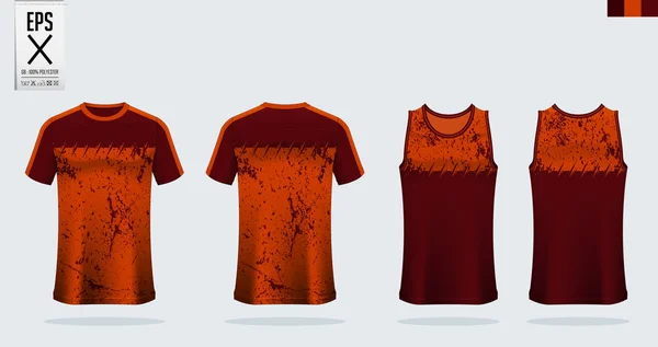 T-shirt sport mockup sjabloonontwerp voor voetbal Jersey, Voetbal Kit, tank top voor basketbal Jersey en Running singlet. Sport uniform in vooraanzicht en achteraanzicht. Vector illustratie. — Stockvector