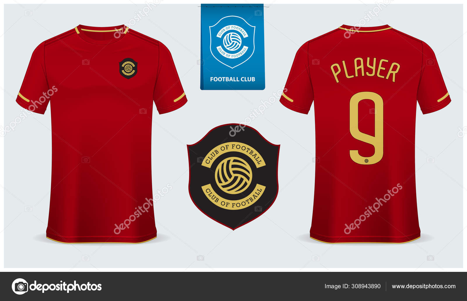 Download Soccer Jersey Or Football Kit Mockup Template Design For Sport Shirt Football T Shirt Mock Up Red Soccer Uniform In Front View Back View Flat Football Logo Design Vector Stock Vector Royalty Free