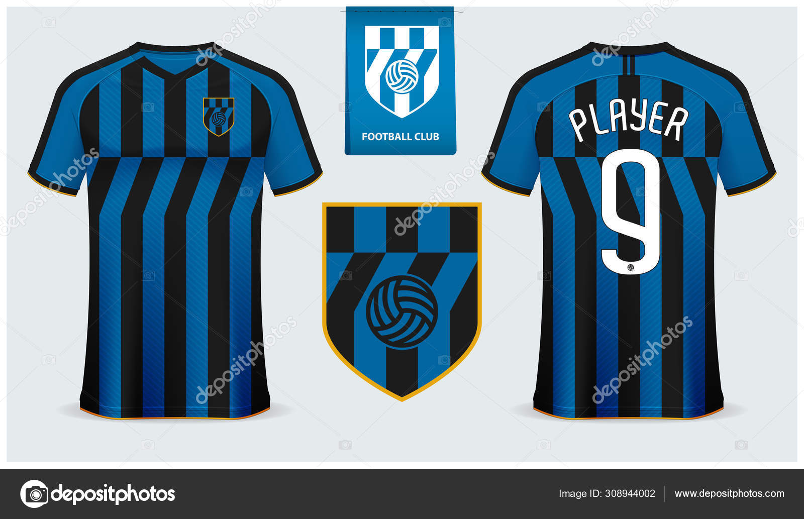 black and blue soccer jersey