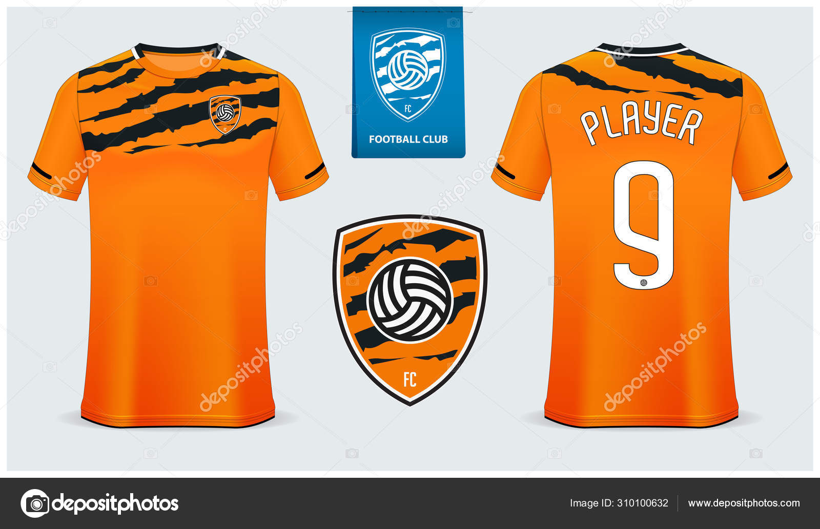 Download Soccer Jersey Football Kit Mockup Template Design For Sport Shirt Football T Shirt Mock Up Tiger Stripe Pattern Soccer Uniform In Front View Back View Football Logo Design Vector Stock Vector Royalty Free