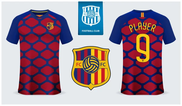 Camiseta de fútbol o kit de fútbol maqueta de diseño de plantilla para camisa deportiva. Camiseta de fútbol se burlan. Patrón de damas uniforme de fútbol en vista frontal vista trasera. Diseño de logotipo de fútbol plano. Vector . — Archivo Imágenes Vectoriales