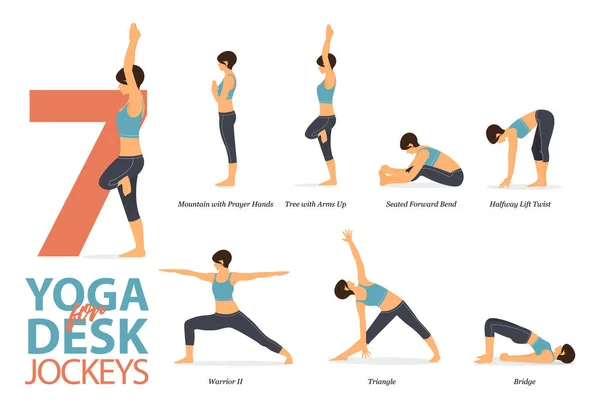 Infographie Poses Yoga Pour Entraînement Maison Dans Concept Yoga Pour — Image vectorielle