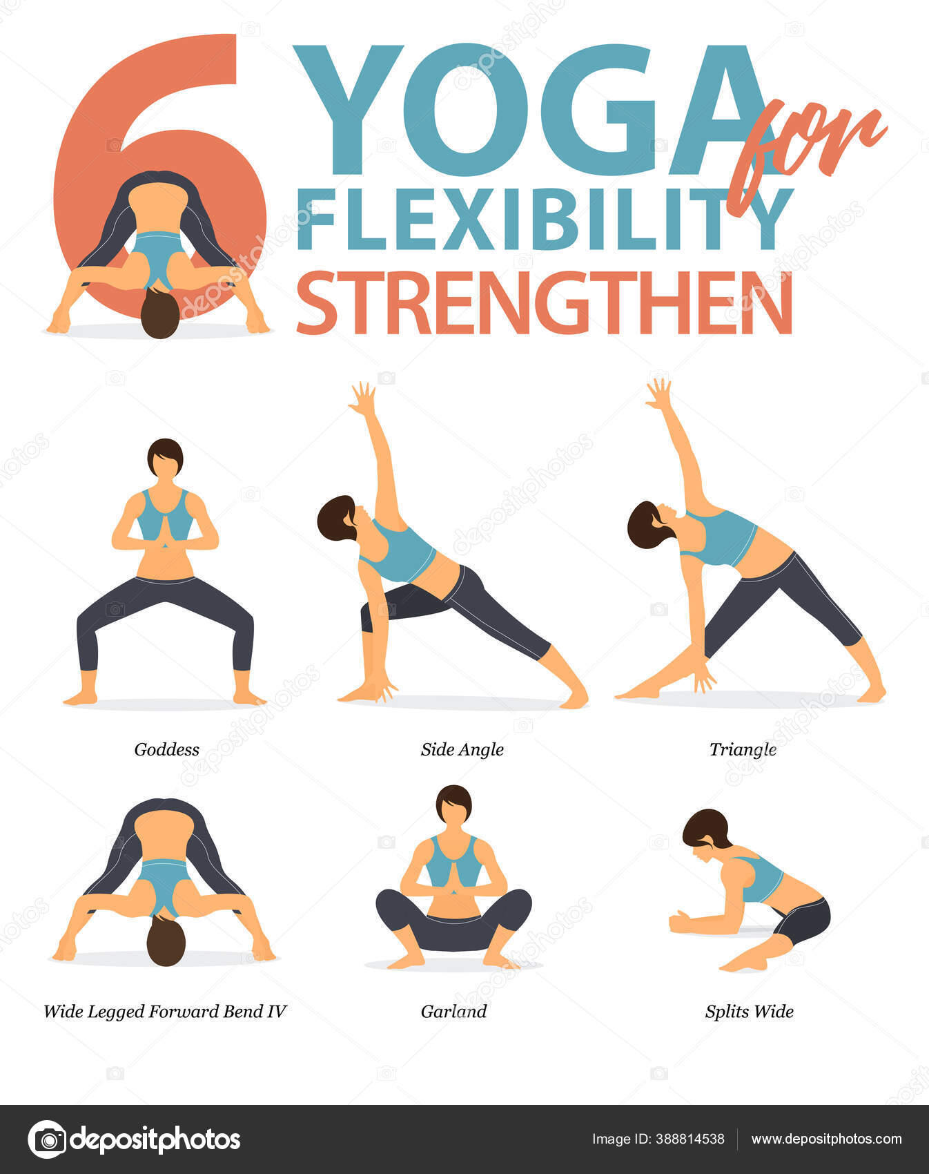 Infographic Yoga Poses Workout Home Concept Yoga Flexibility Strengthen  Flat Stock Vector by ©tond.ruangwit@gmail.com 388814538