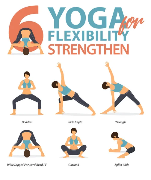 Infographie Poses Yoga Pour Entraînement Maison Dans Concept Yoga Pour — Image vectorielle