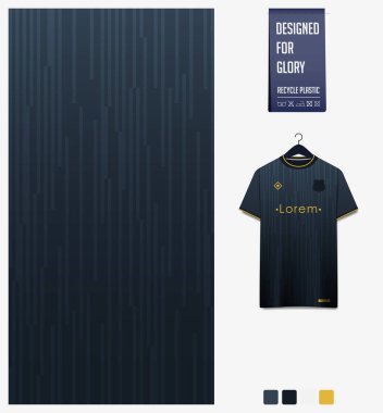Siyah gradyan ve geometri şekli soyut arkaplan. Futbol forması, futbol takımı, yarış, e-spor, spor üniforması için kumaş desenli tasarım. Ön görünüm t-shirt şablon tasarımı. Vektör İllüstrasyonu.