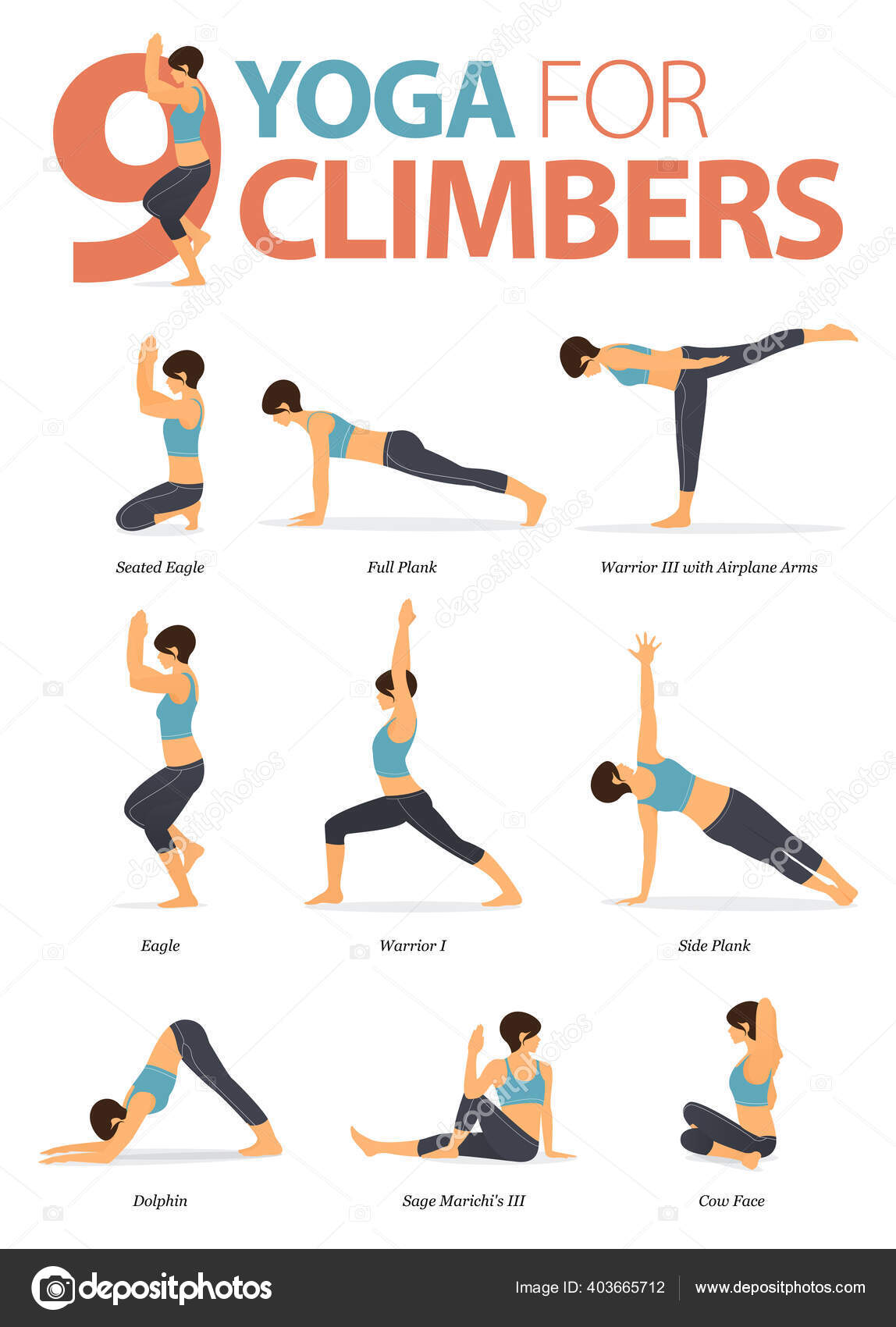 Infographic of 6 Yoga poses for stretch in flat design. Beauty woman is  doing exercise for body stretching. Set of easy wall yoga sequence  Infographic. Vector Illustration. Stock Vector | Adobe Stock