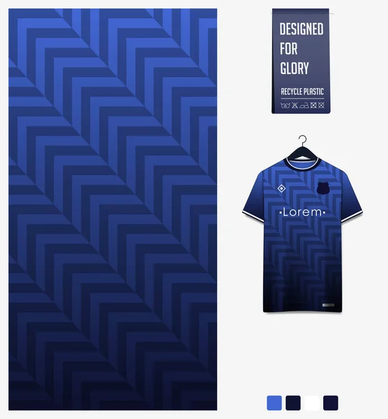 Blaue Verlaufsgeometrie Formt Abstrakten Hintergrund Stoffmuster Design Für Fußballtrikots Fußballtrikots — Stockvektor