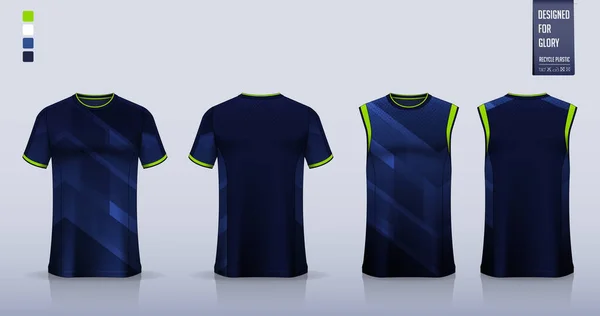 Patrón Abstracto Geométrico Azul Camiseta Maqueta Diseño Plantilla Camiseta Deportiva — Archivo Imágenes Vectoriales