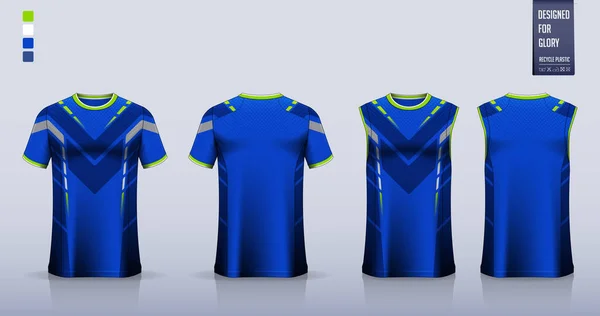Blue Green Shirt Mockup Nebo Sportovní Tričko Šablony Design Pro — Stockový vektor