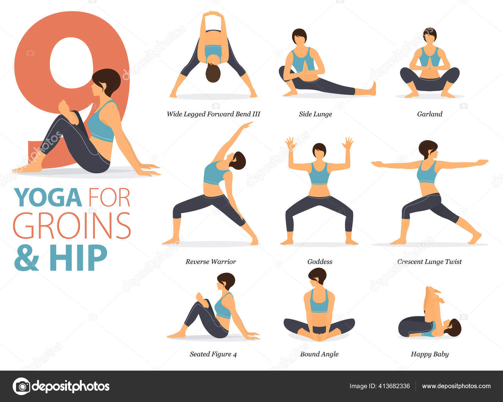 Infographic of 5 Arm and Leg Support Yoga poses for Easy yoga at home in  concept