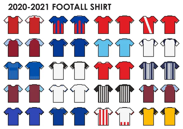 잉글랜드 클럽을 유니폼과 유니폼 유니폼 스포츠 유니폼은 뒤쪽에서 수있다 리얼리티 — 스톡 벡터
