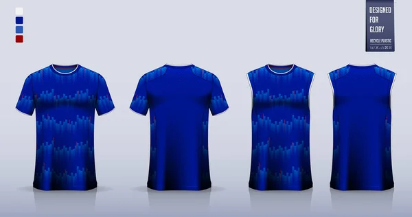 Blauw Shirt Mockup Sport Shirt Template Ontwerp Voor Voetbal Jersey — Stockvector