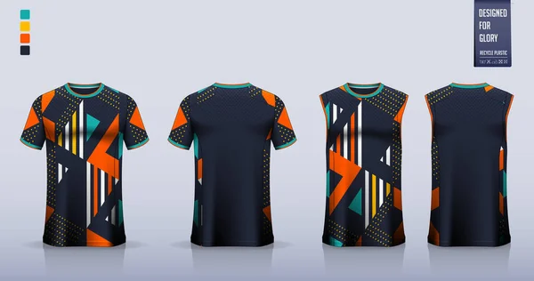 Mavi Tişört Modeli Futbol Forması Için Spor Gömlek Şablonu Tasarımı — Stok Vektör