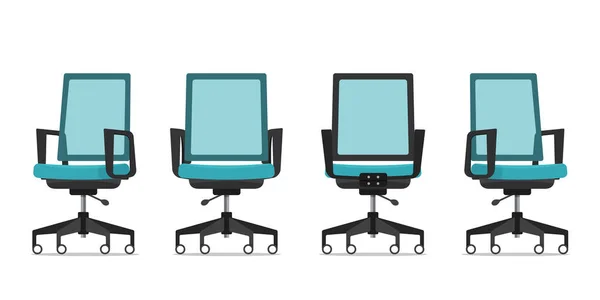 Krzesło Biurowe Lub Krzesło Biurkowe Różnych Punktach Widzenia Ergonomiczne Krzesło — Wektor stockowy