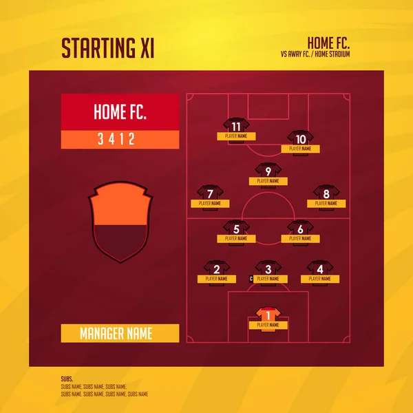 Fotbalové Nebo Fotbalové Utkání Lineups Formace Infographic Sada Fotbalista Umístění — Stockový vektor