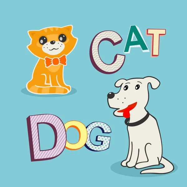 Illustration vectorielle chien et chat — Image vectorielle