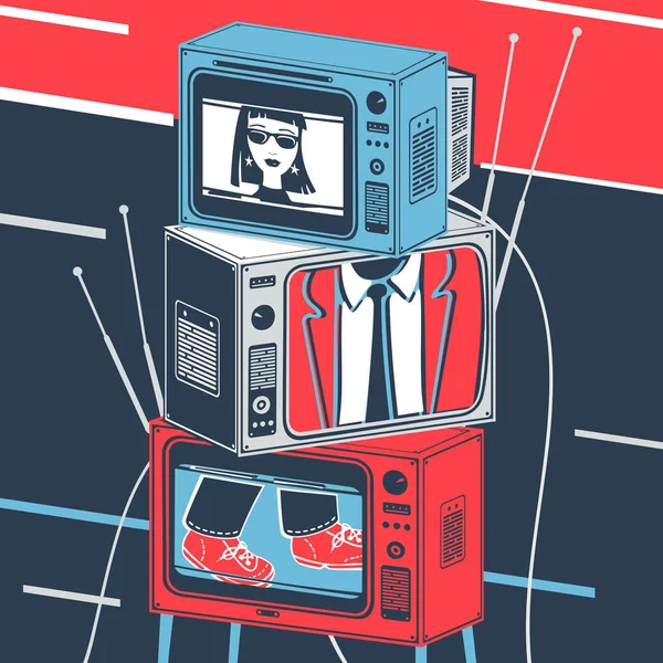 Трансляция Vector Illustration TV and Television — стоковый вектор